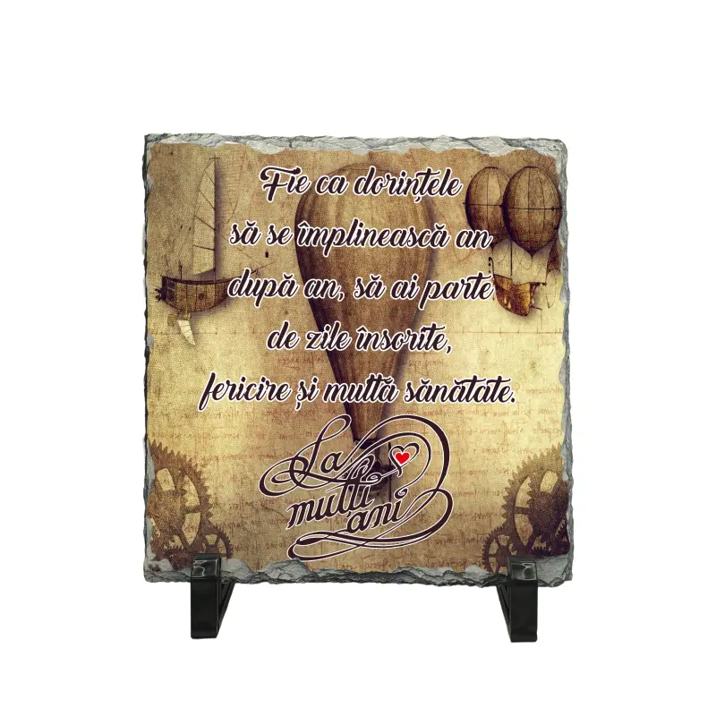 Fie ca dorintele sa se implineasca an dupa an ..., piatra ardezie personalizata, cu mesaj model pa034